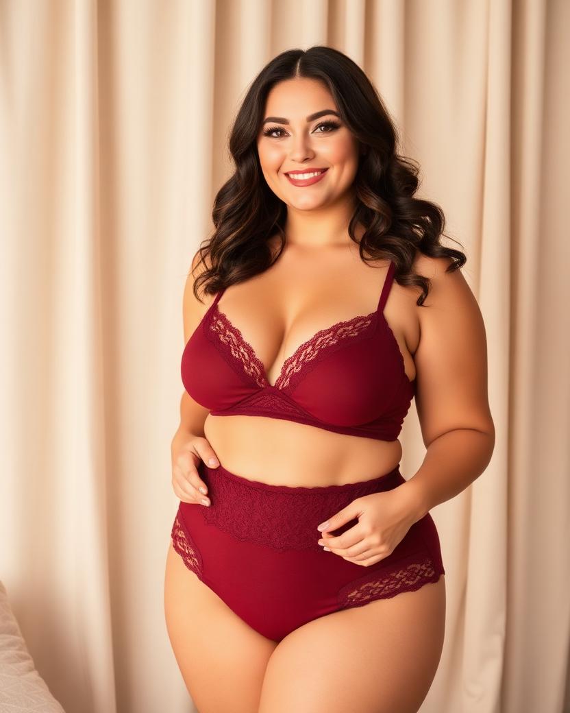 Modelo plus size usando moda íntima feminina elegante e confortável